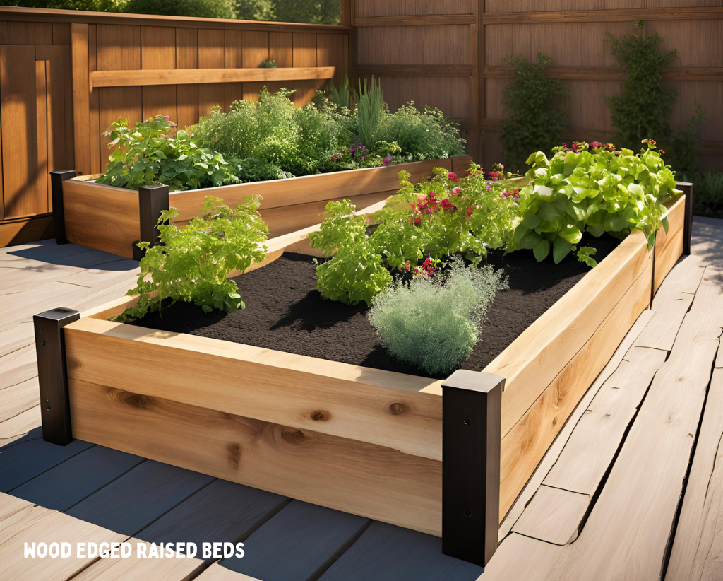 Wood Edged Raised Beds