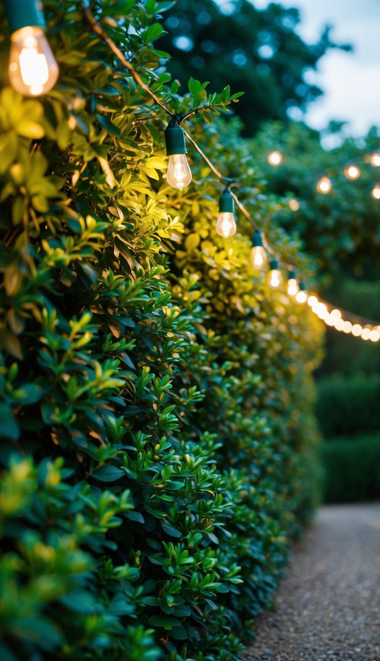 10) String lights intertwined with greenery