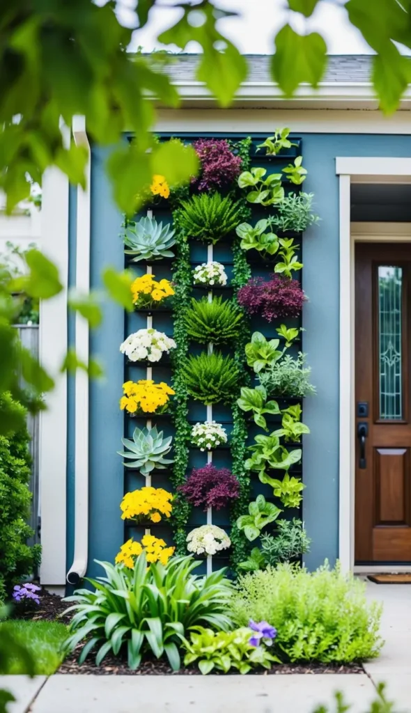 Add a living wall or vertical garden to maximize small front yards