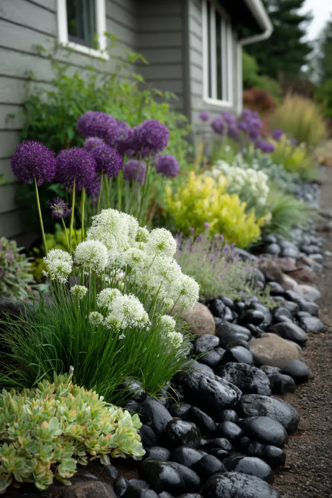 Contemporary Rock Garden with Flowers
