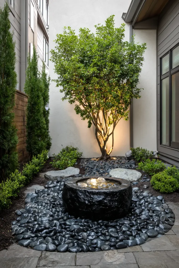 Contemporary Stone and Gravel Garden