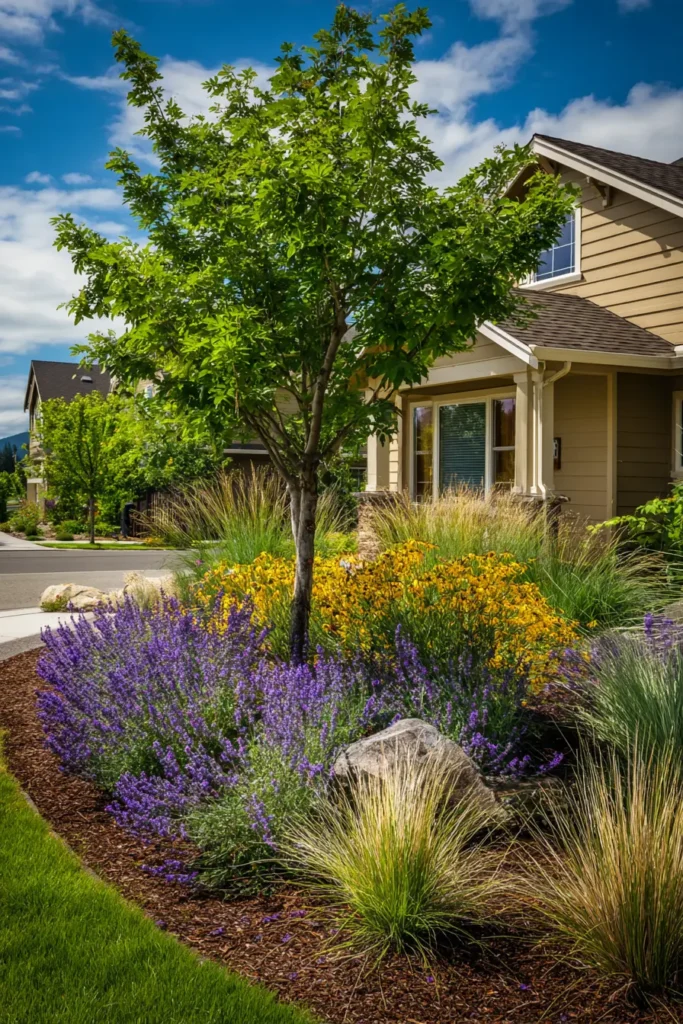 Curved Bark Garden Border Design