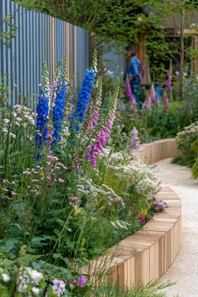 Curved Edging with Vibrant Foxgloves