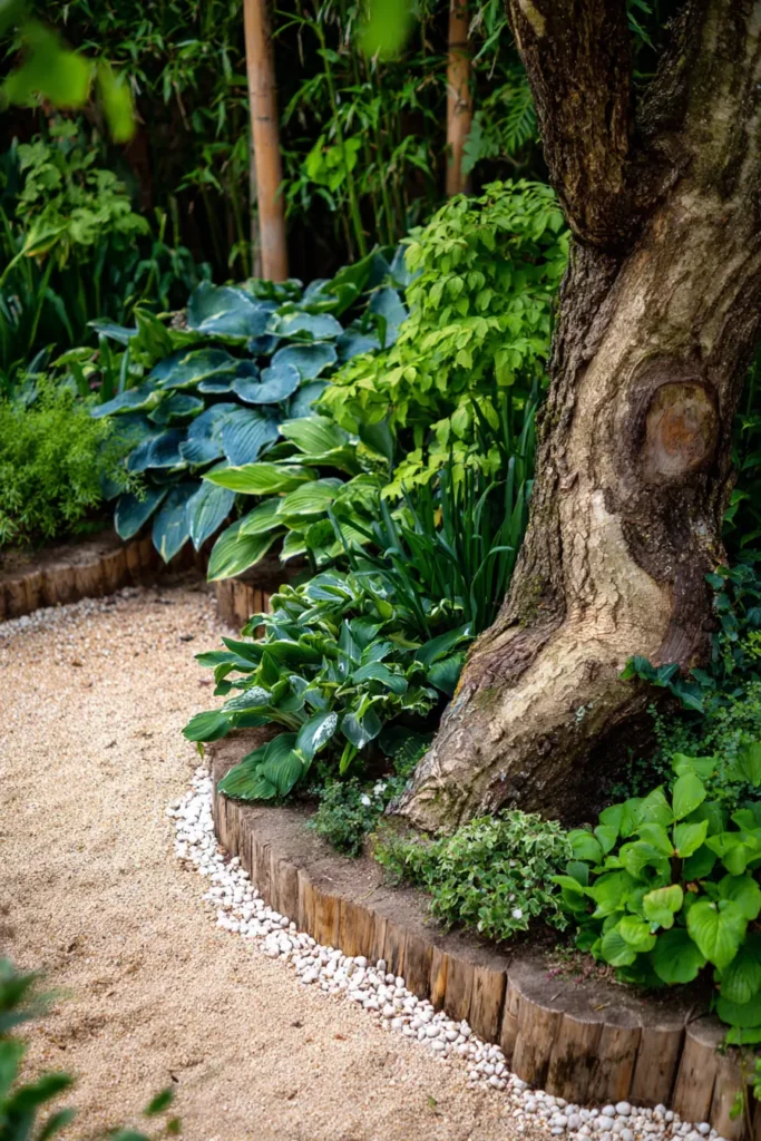 Curved Garden Border with Bark
