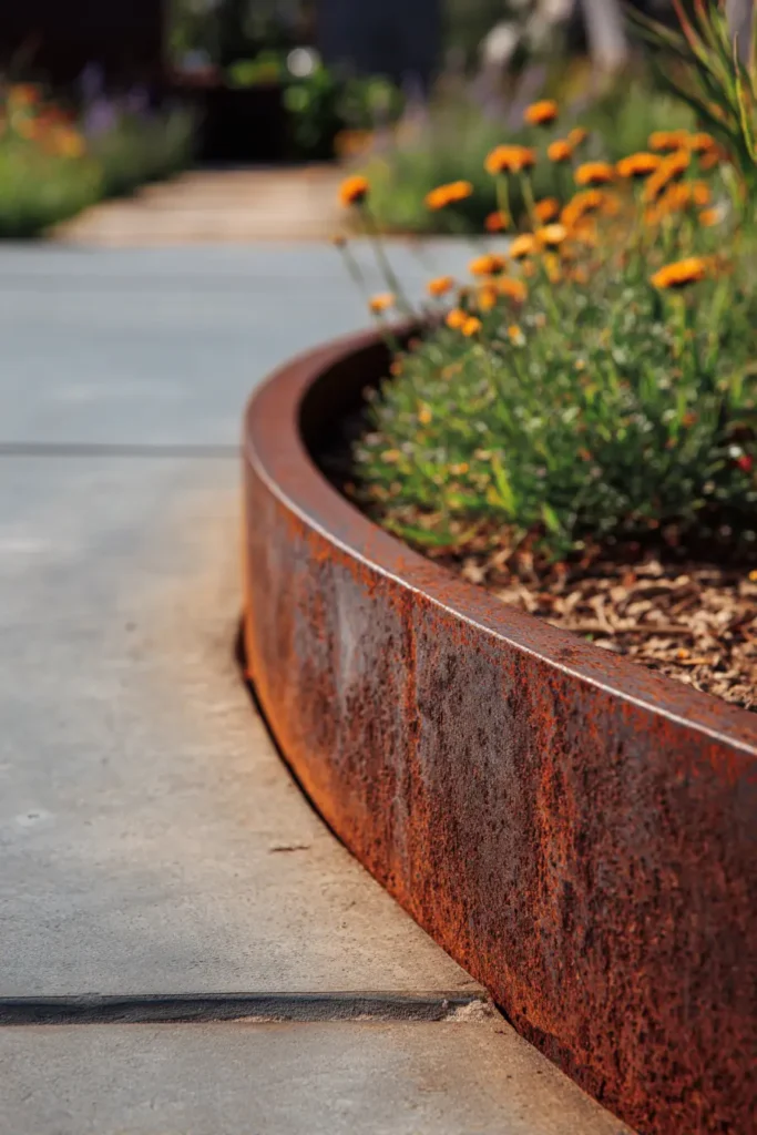 Curved Rusted Steel Garden Edging