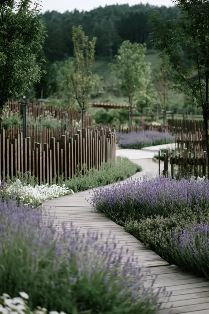 Curved Wooden Fence