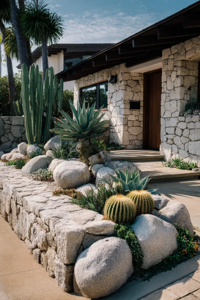 Desert-Inspired Stone and Succulent Garden