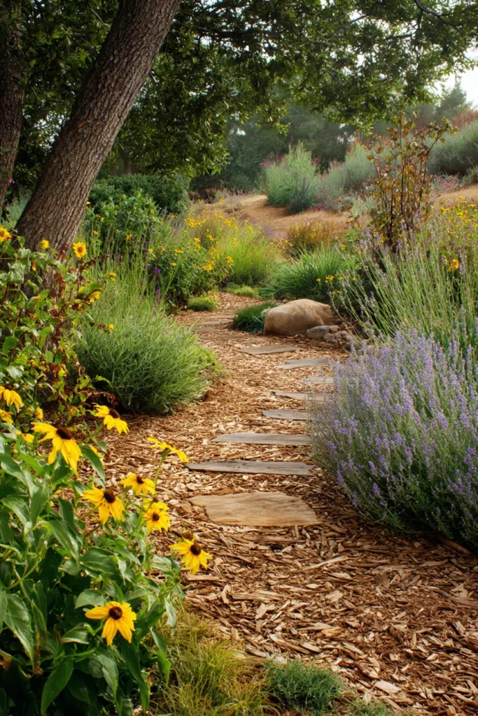 Flowering Border with Bark Mulch