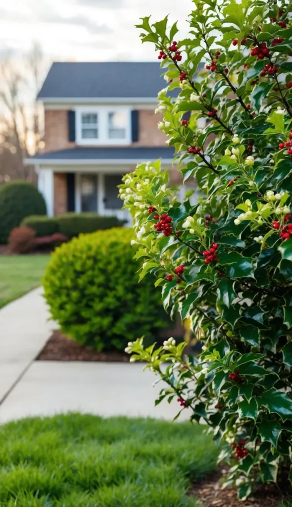 Include berry-producing shrubs like hollies or serviceberry for seasonal interest