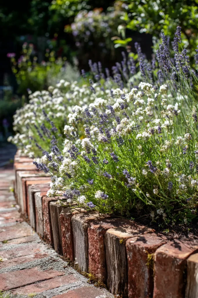 Lavender Bordered By Rustic Bricks
