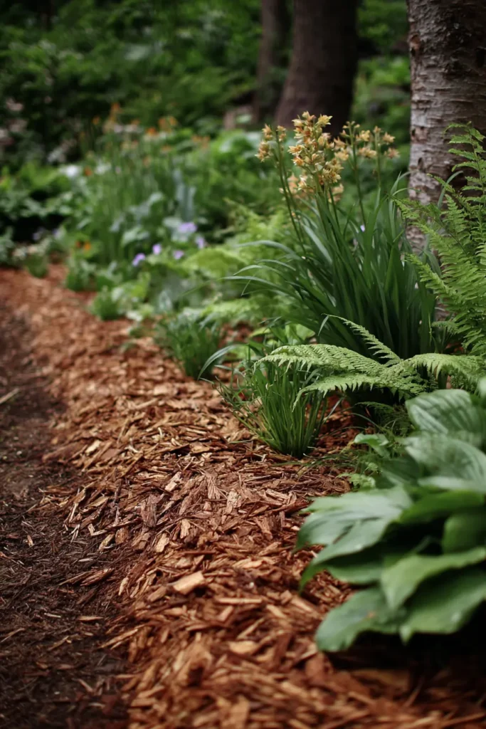 Lush Fern and Bark Border