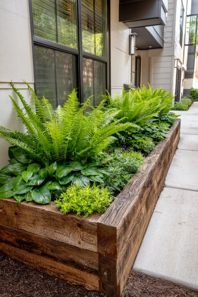 Lush Fern and Hostas Bordering Design