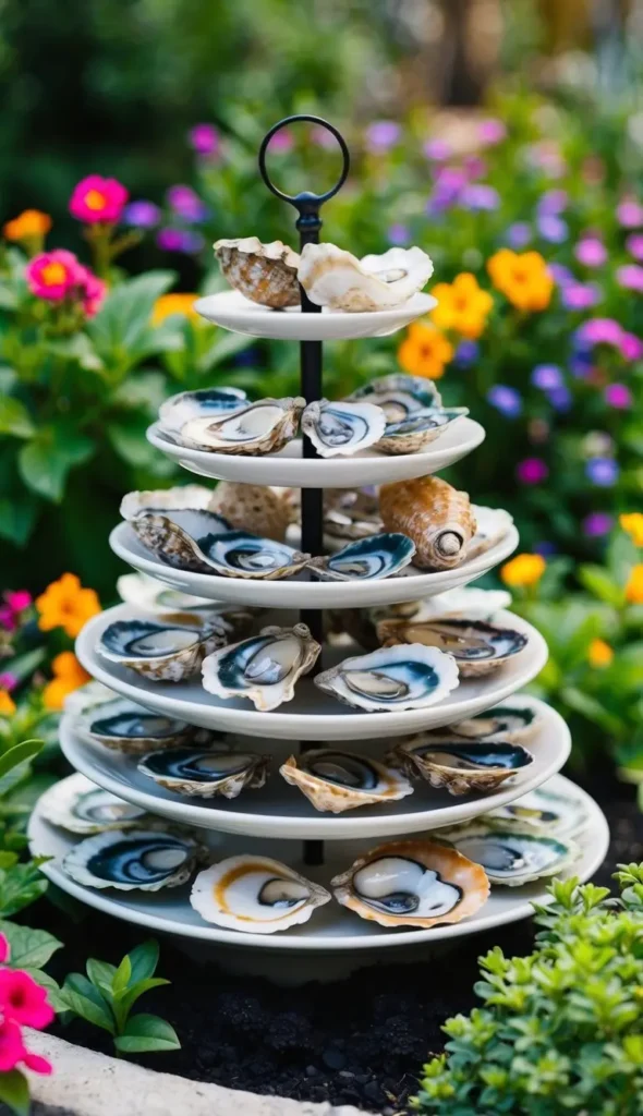 Mixed pattern oyster shell garden ornaments