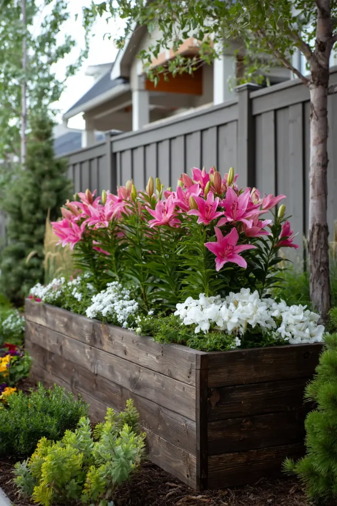Modern Raised Bed with Lilies