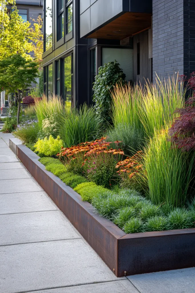 Modern Rustic Flower Bed Edging Design