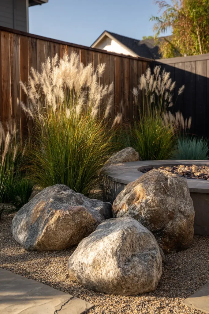 Natural Stone and Grassy Rock Garden