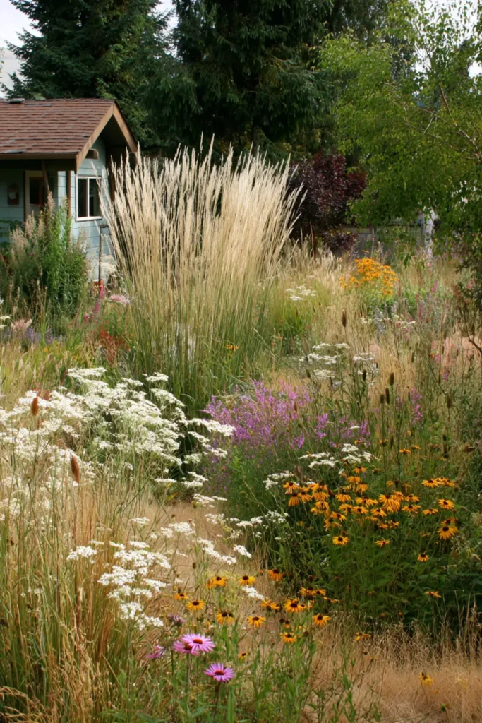 Ornamental Grasses with Colorful Blooms