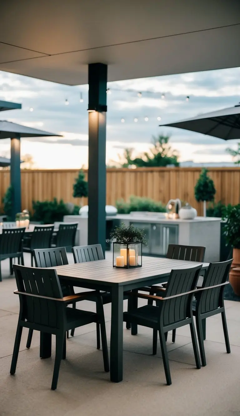 Outdoor dining area with weather-resistant furniture