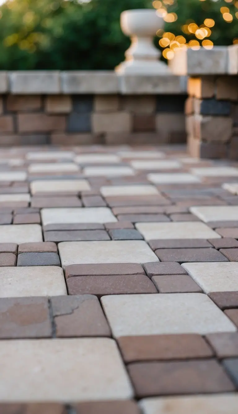 Paver stone flooring with geometric patterns