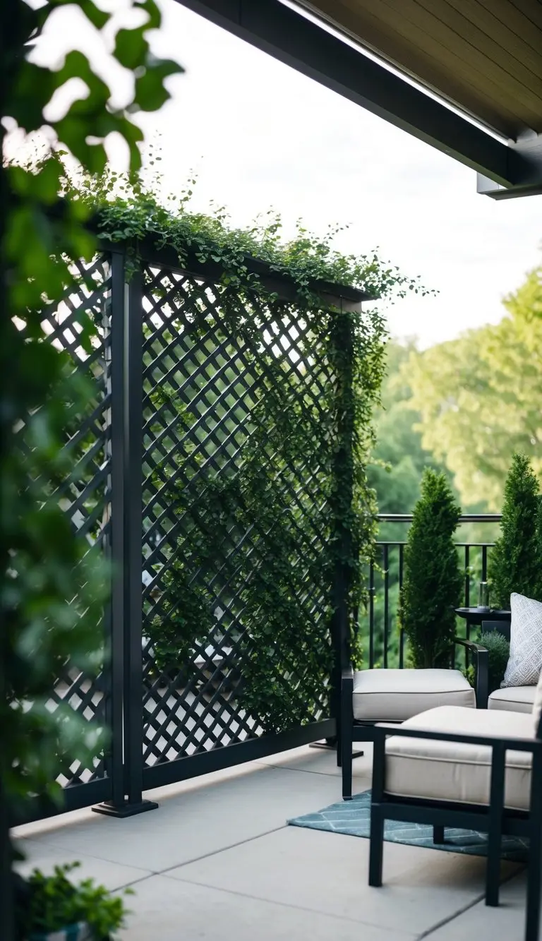 Privacy screen with lattice and greenery