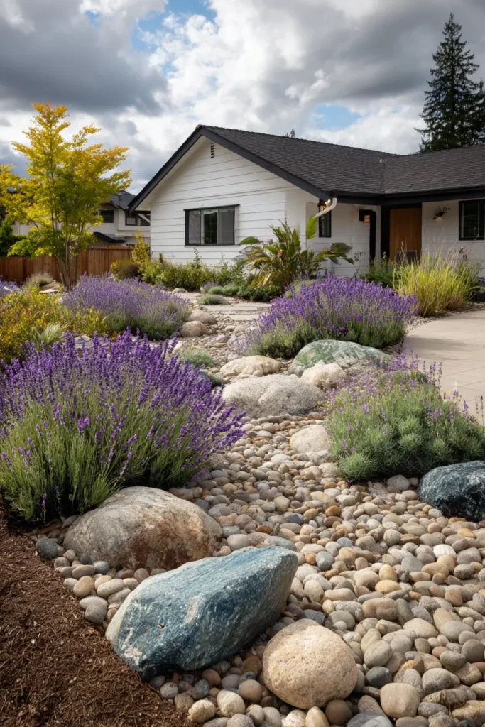 Rock Garden with Blue Flowers