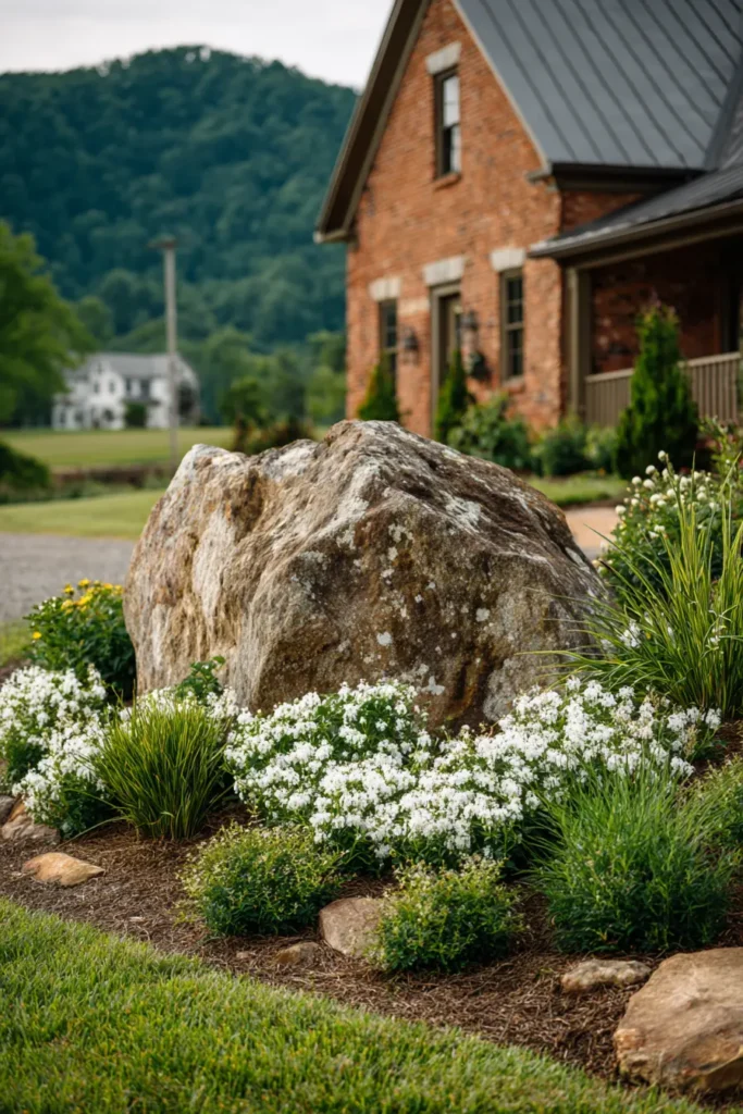 Rocky Alpine Garden with White Flowers