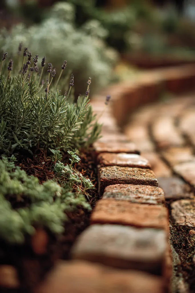 Rustic Brick Garden Edging Detail