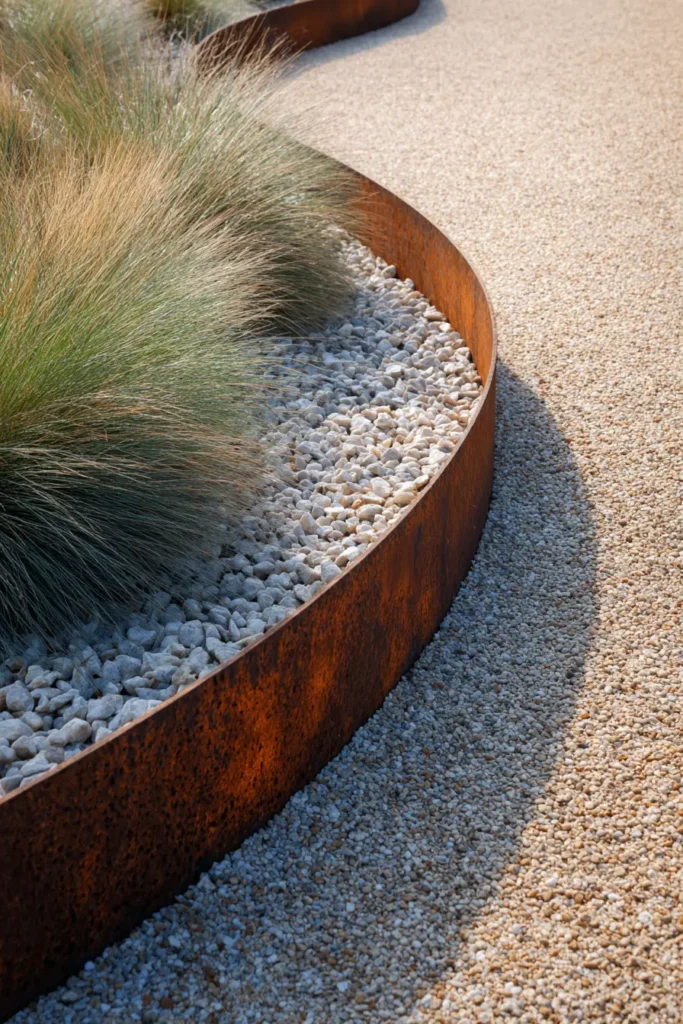 Rustic Garden Edging Made Of Curved Metal