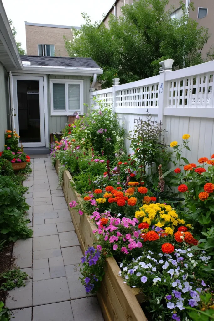 Rustic Raised Bed with Marigolds