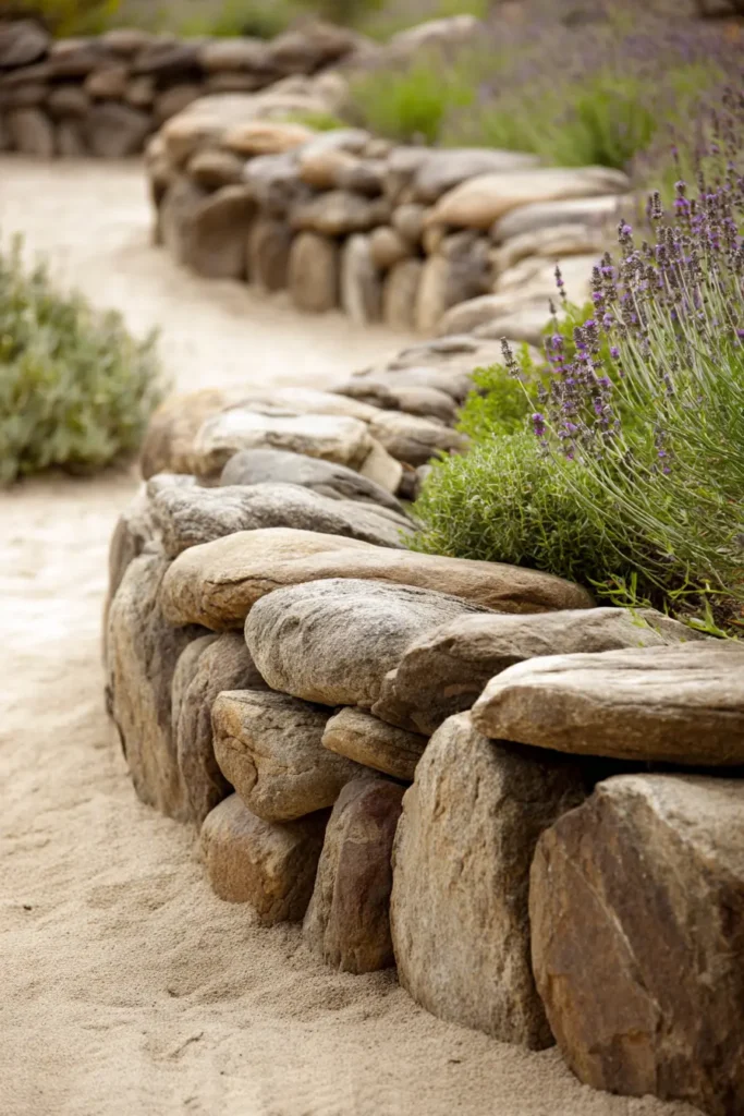 Rustic Stone Garden Edging Border