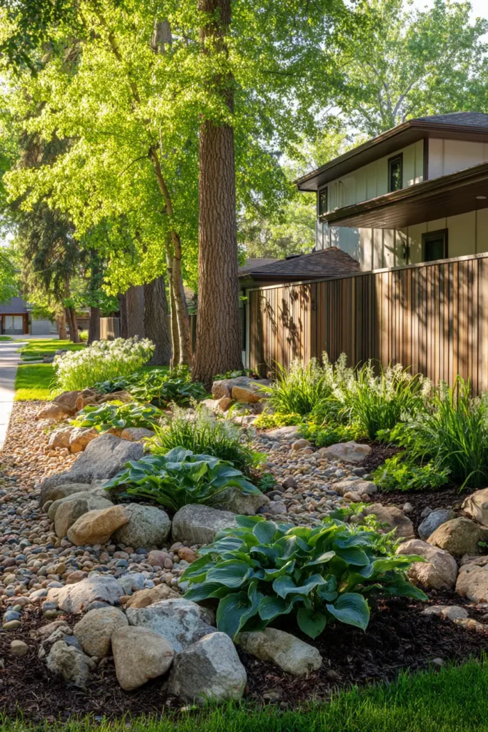 Serene Hosta and Stone Rock Garden