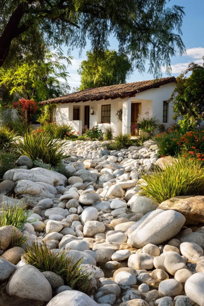 Serene White Rock and Greenery Garden