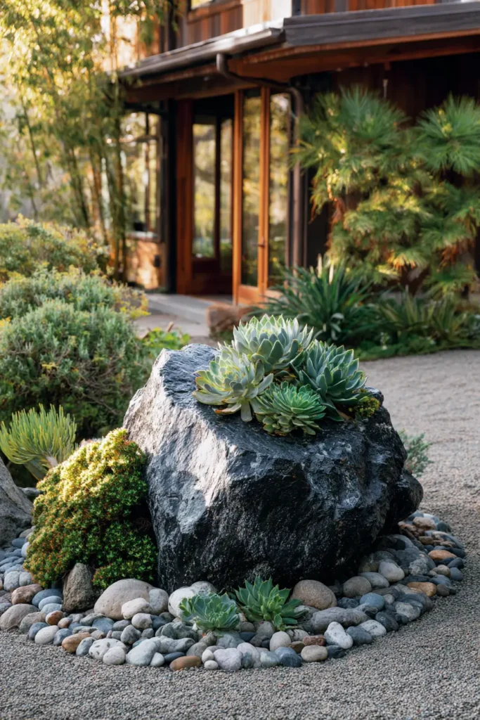 Succulent and Stone Rock Garden