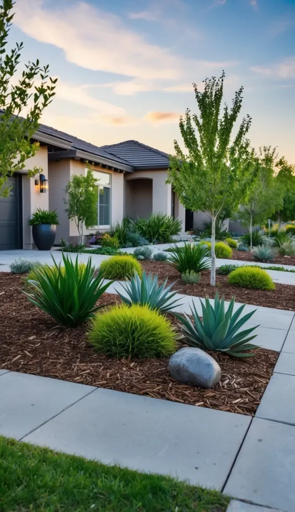 Use xeriscaping techniques with drought-tolerant plants to conserve water