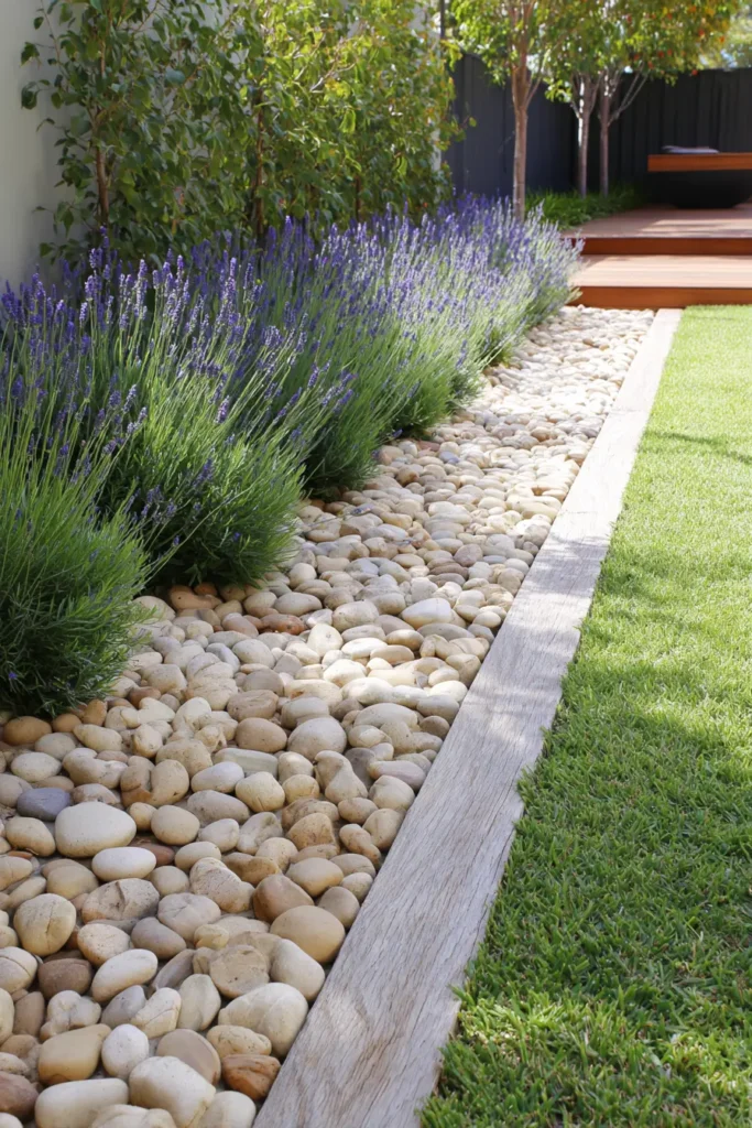 Wooden Edging with Gravel Pathway