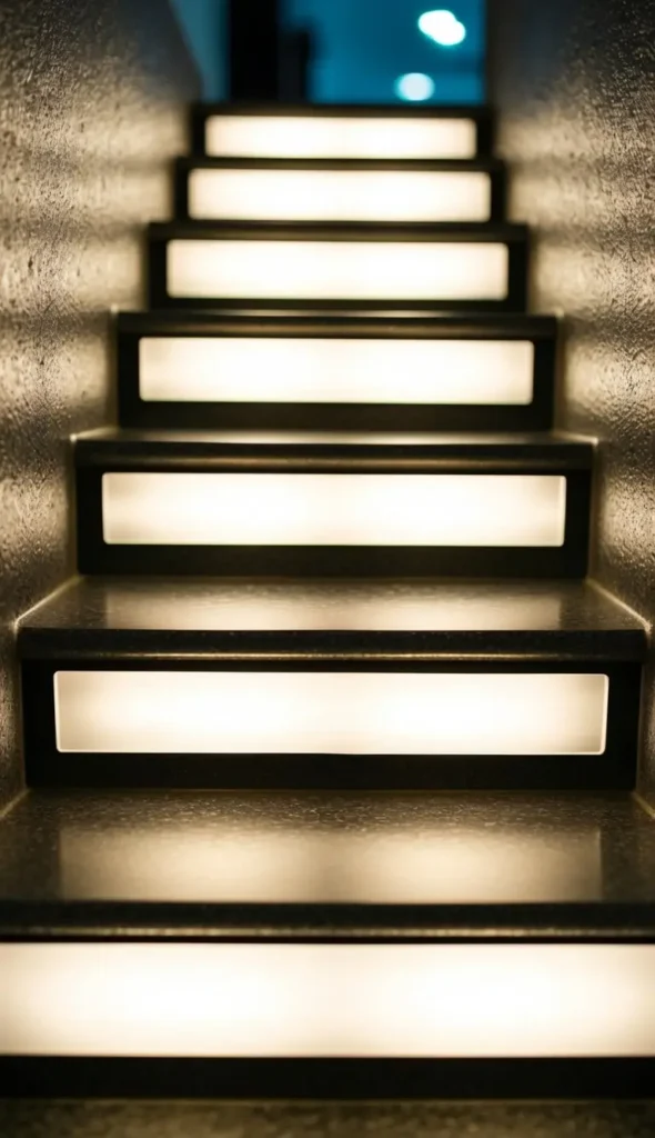 step lights along stair edges