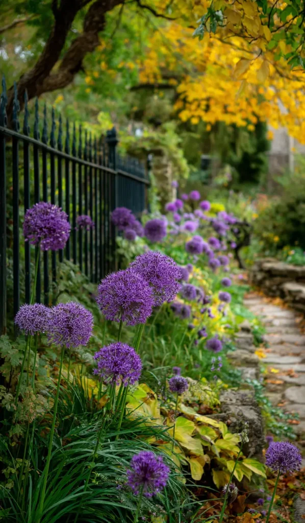 Allium and Yellow Flowers