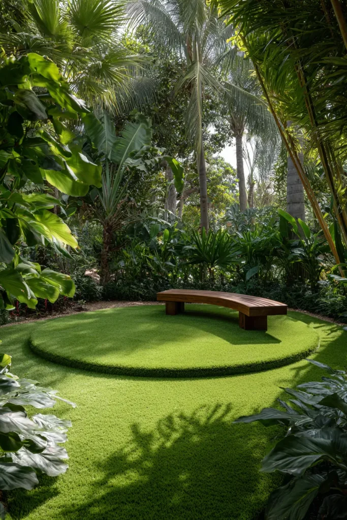 Balinese-Inspired Garden with Circular Lawn