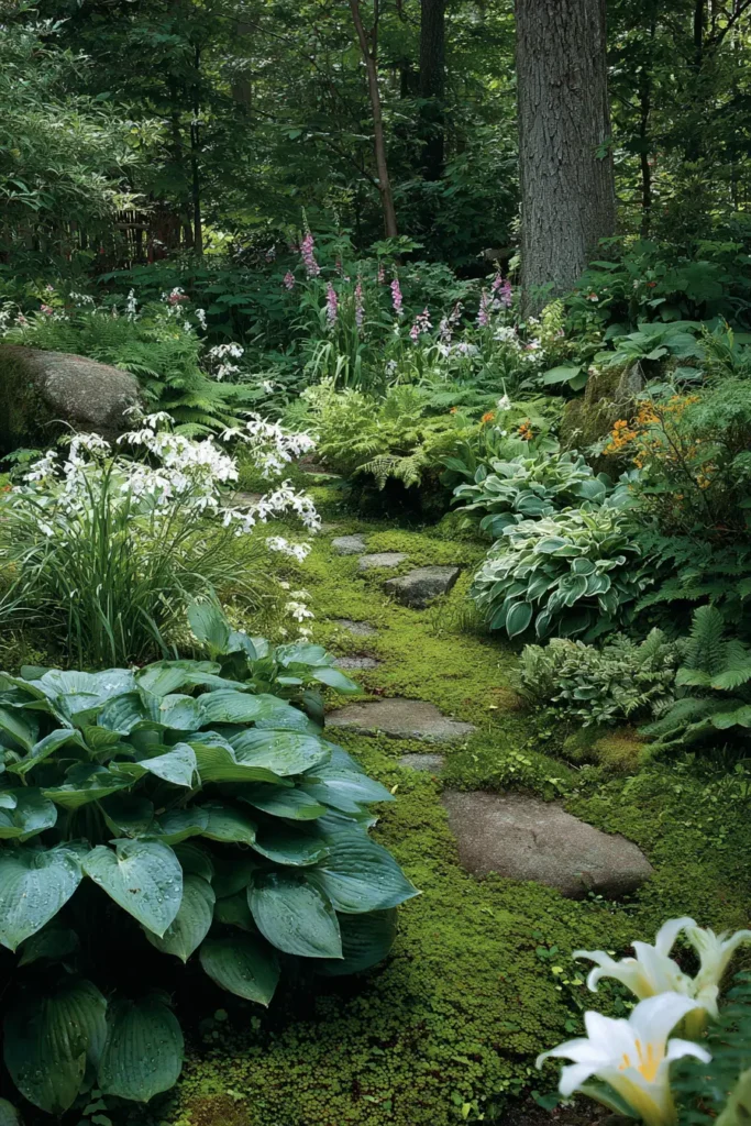 Beautiful Hosta And Perennial Garden