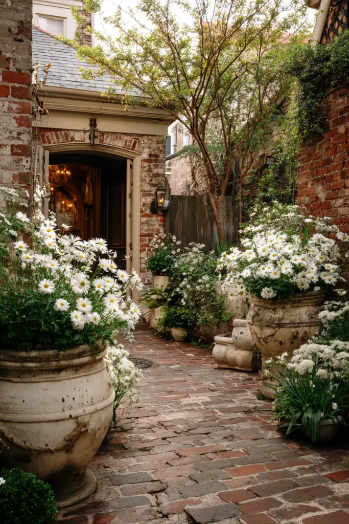 Brick Flower Bed With A Curved Border