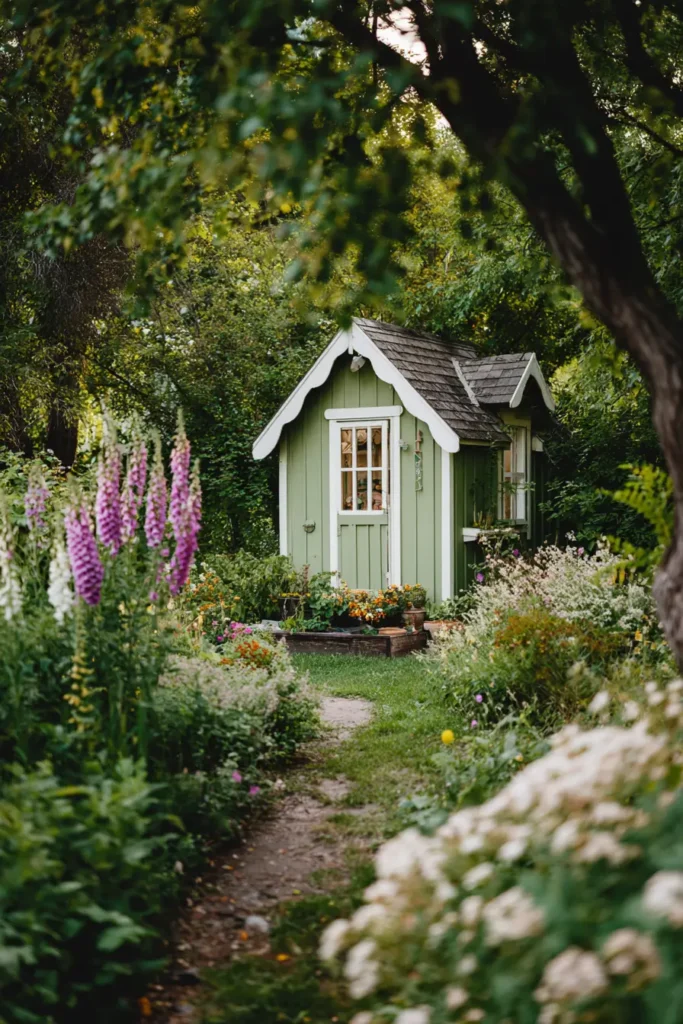 Charming Cottage Garden with Foxgloves