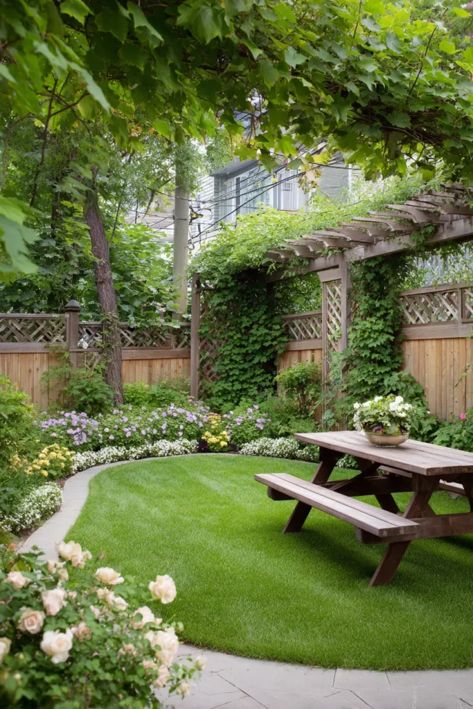 Charming Country Garden with Circular Lawn