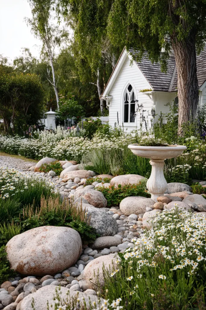 Charming Garden Oasis with Bird Bath
