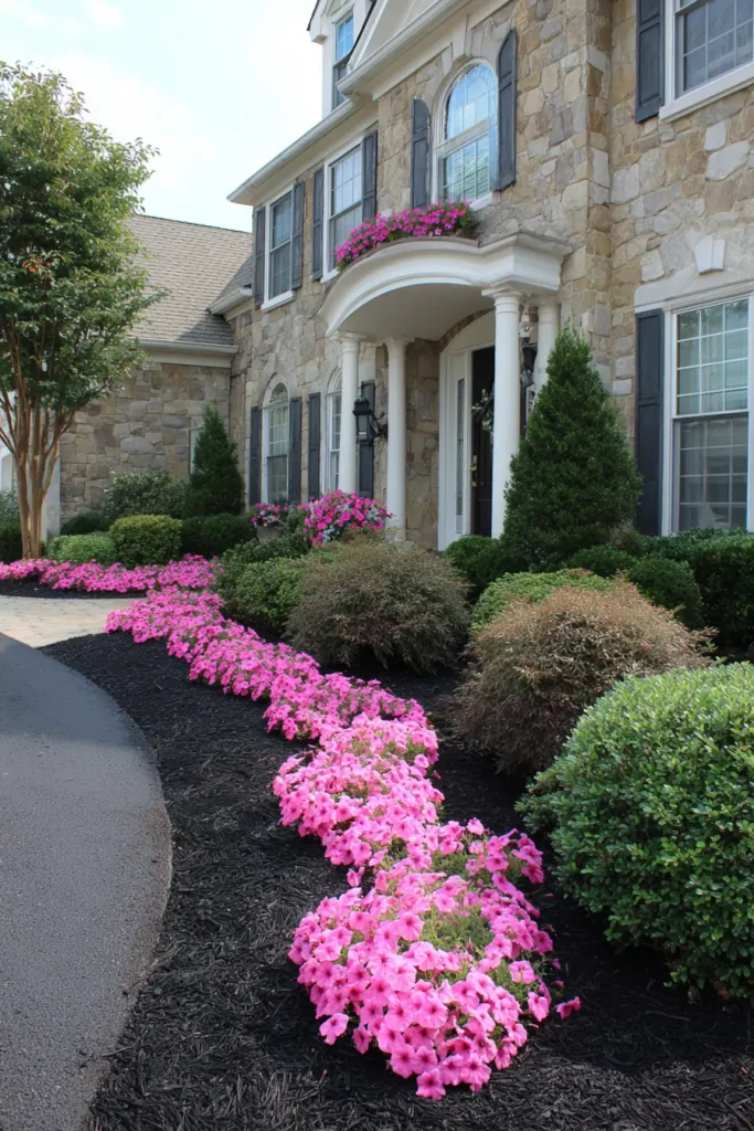 Charming Pink Petunia and Black Mulch