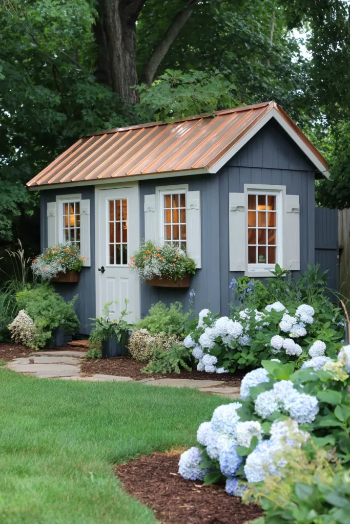 Charming Retreat In Blue Garden Shed