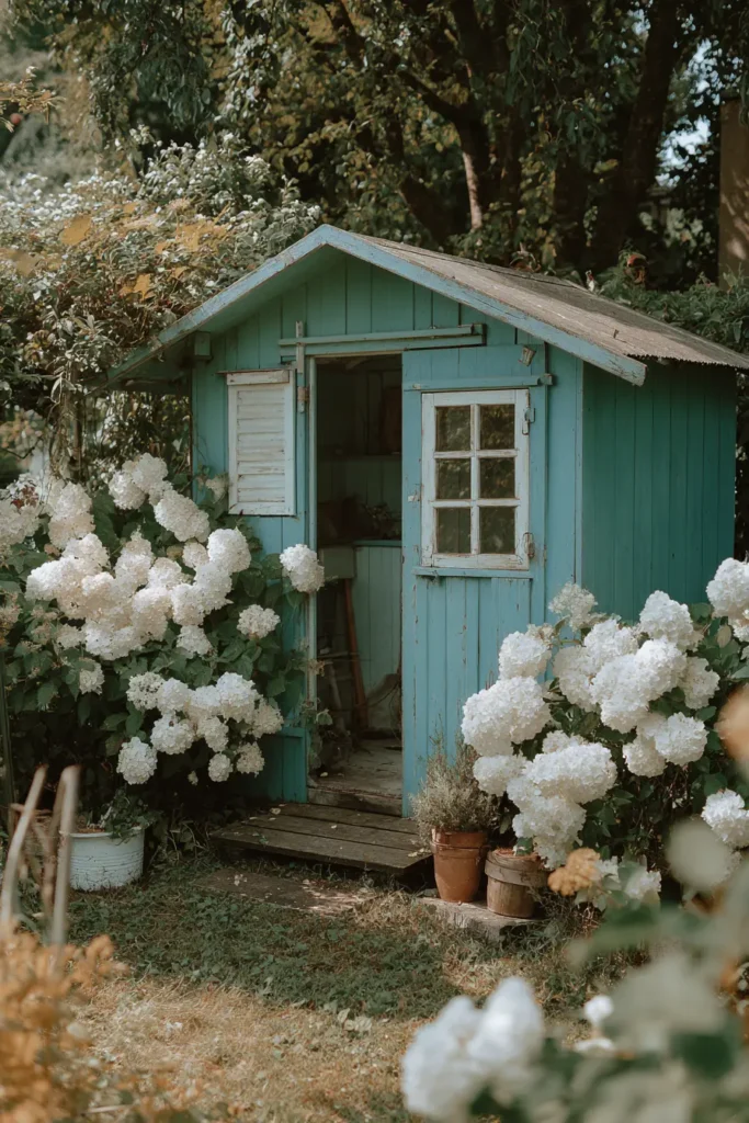 Charming Shed Surrounded by Blooms