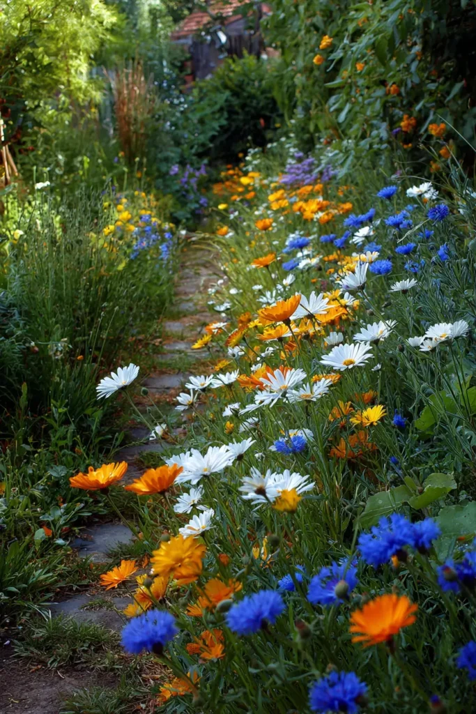 Colorful Butterfly Garden With Wildflowers