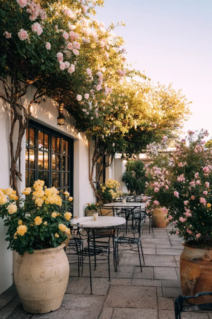 Colorful Floral Patio with Hydrangeas