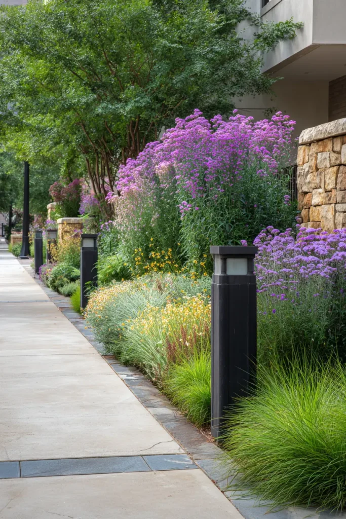 Colorful Flower Border with Lights