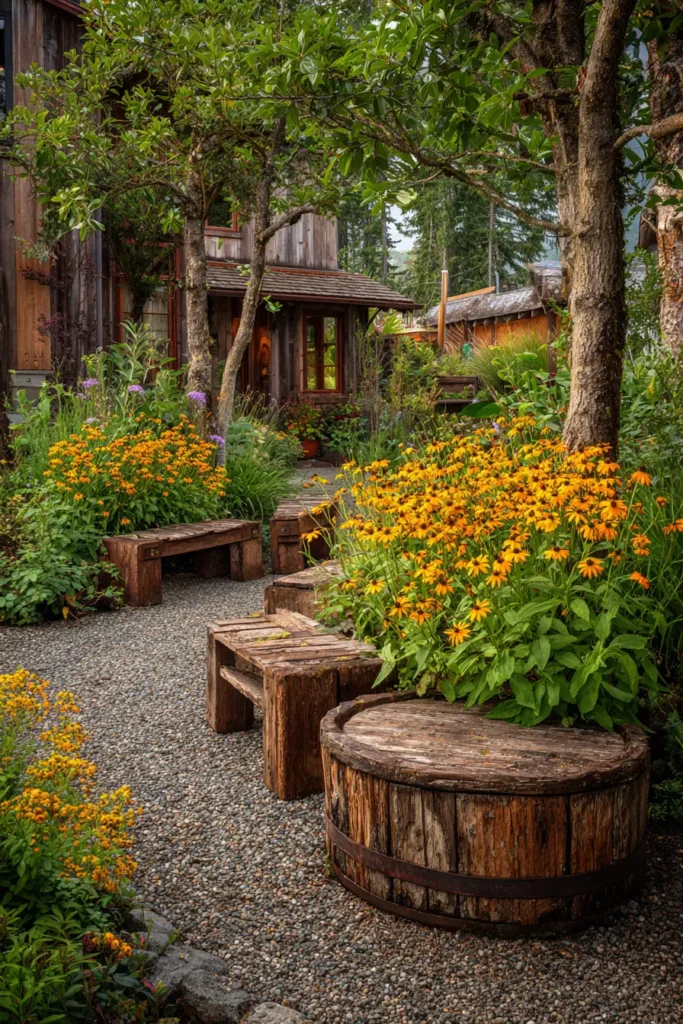 Colorful Flower Planters with Seating